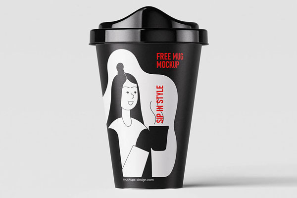 Free Plastic Coffee Mug Mockup PSD Template