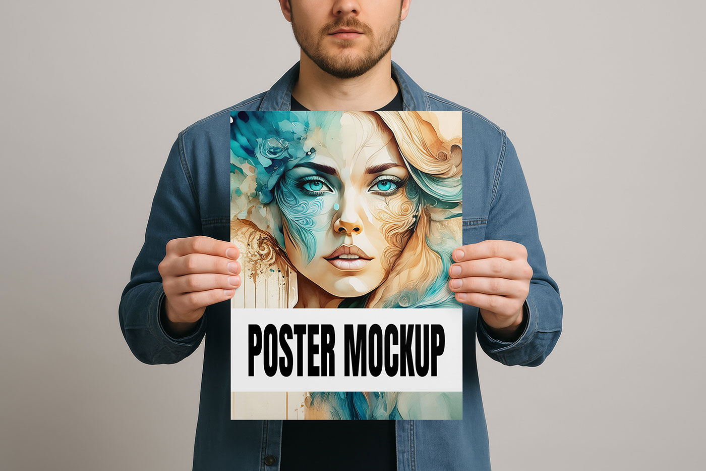 Free Poster Front View Mockup PSD Template