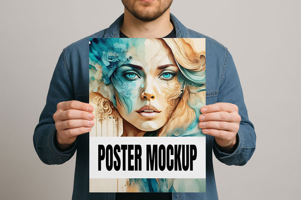 Free Poster Front View Mockup PSD Template