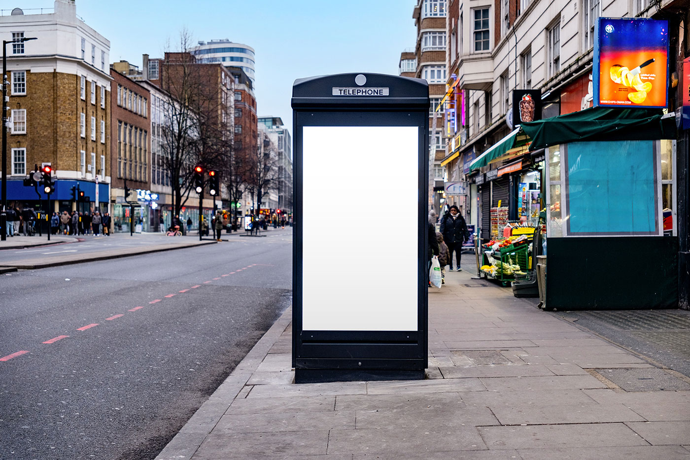 Free Poster on Public Phone Mockup PSD Template