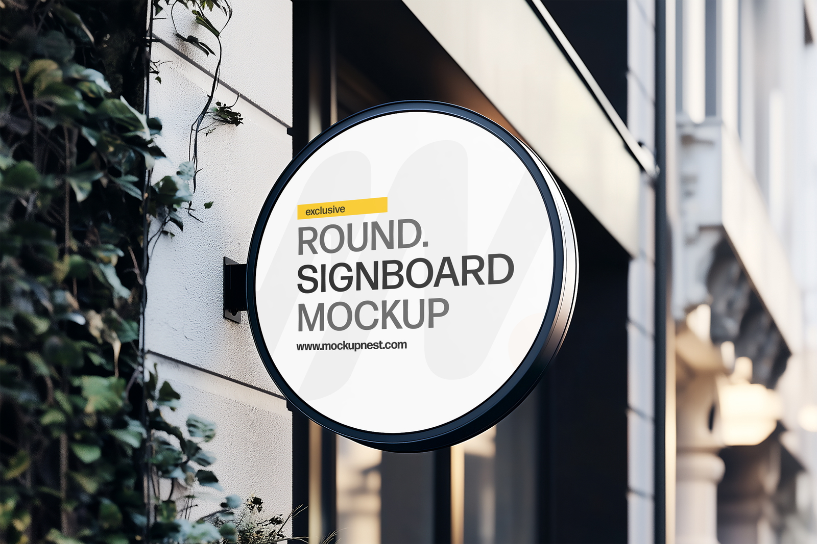 Free Round Signboard Mockup PSD Template