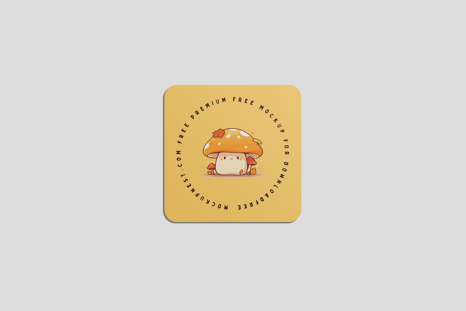 Free Rounded Corner Square Sticker Mockup PSD Template