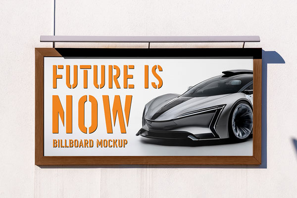 Free Shadow Billboard on Wall Mockup PSD Template