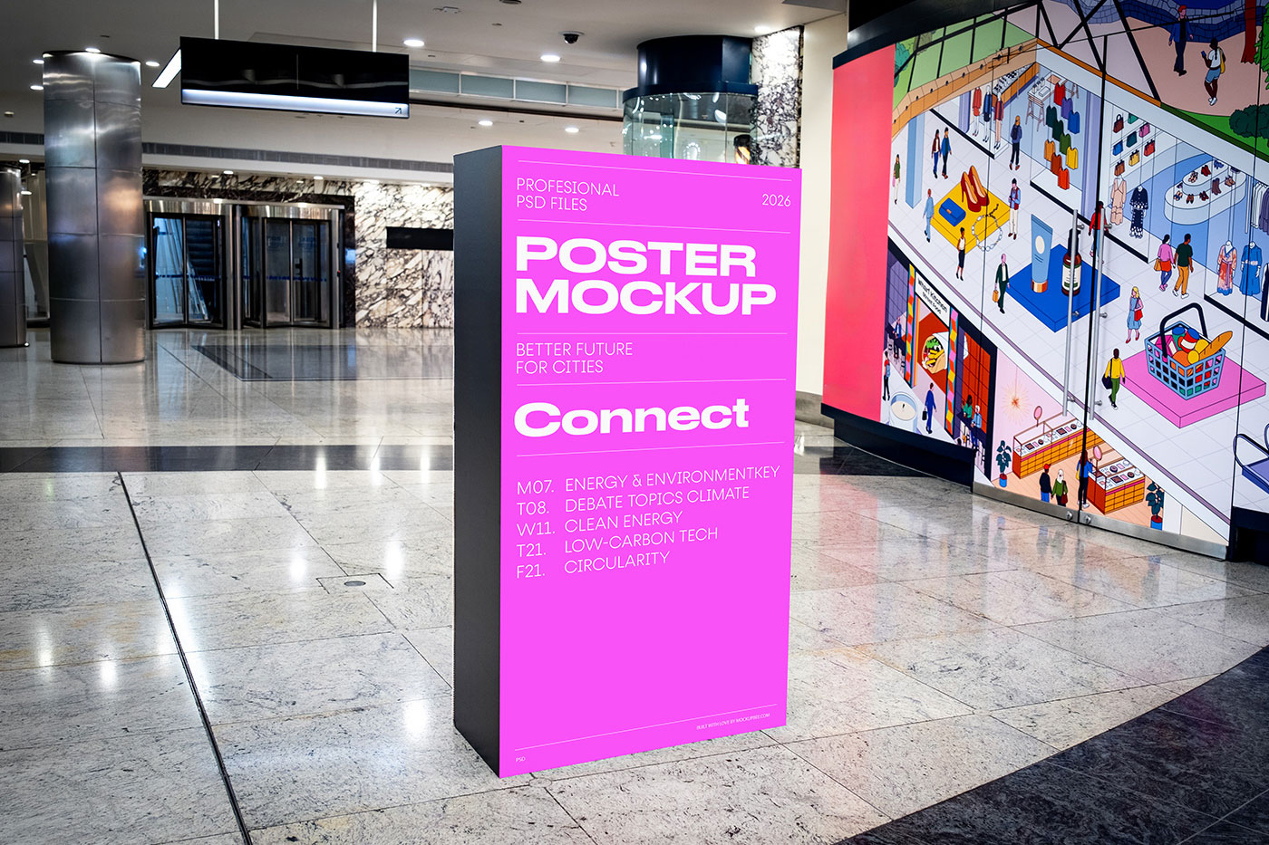 Free Shopping Mall Stand Mockup PSD Template