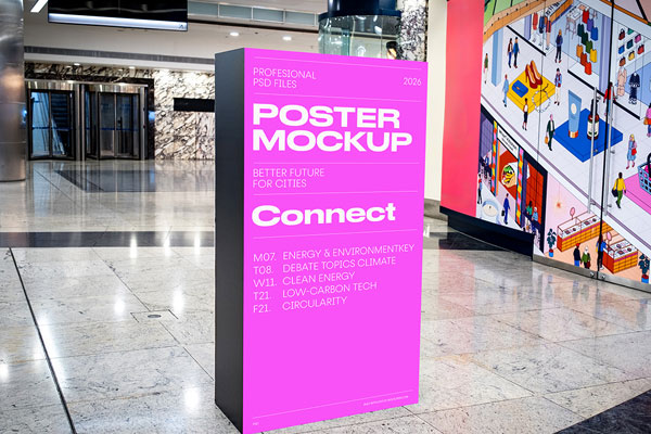 Free Shopping Mall Stand Mockup PSD Template
