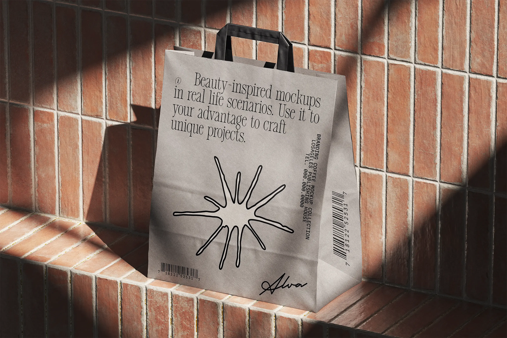 Free Shopping Paper Bag Mockup Isometric PSD Template