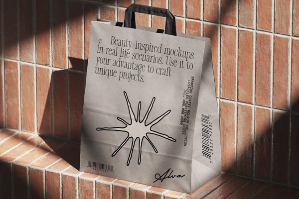 Free Shopping Paper Bag Mockup Isometric PSD Template