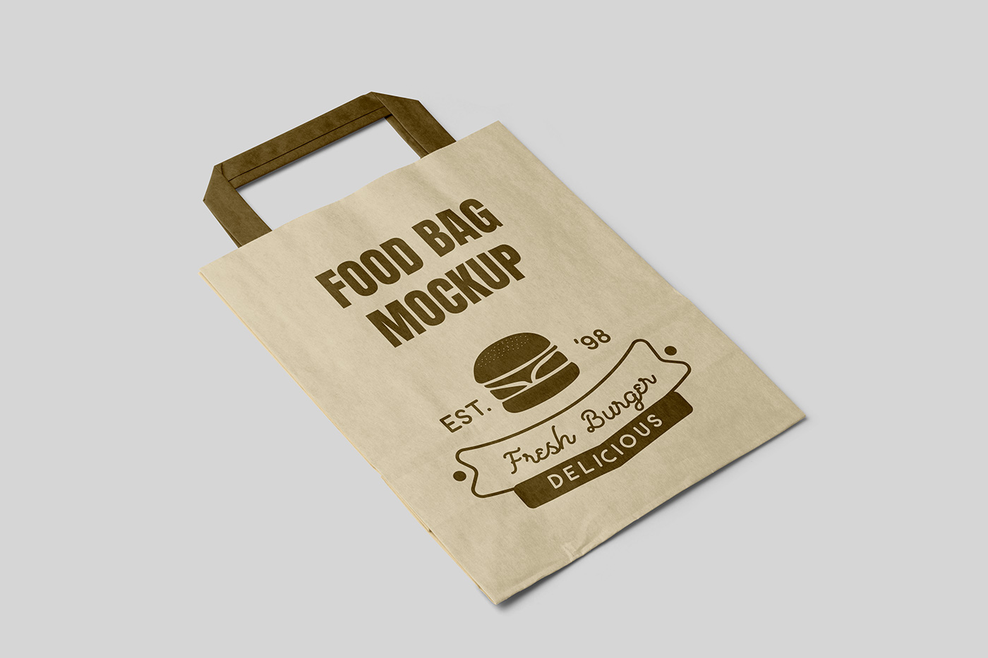 Free Small Perspective Paper Bag Mockup PSD Template