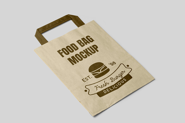Free Small Perspective Paper Bag Mockup PSD Template