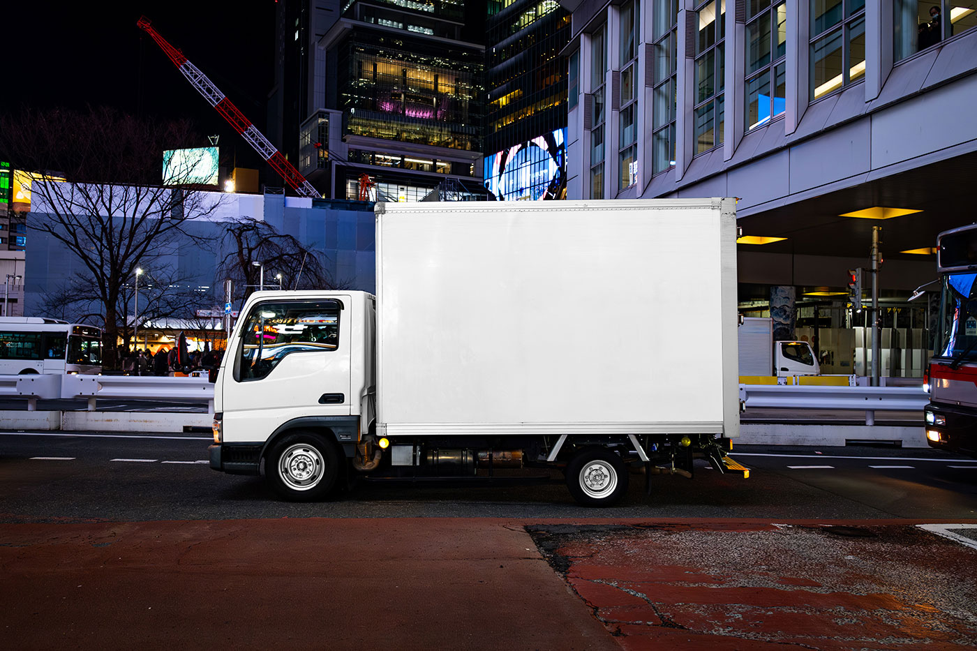 Free Small Vehicle at Night Mockup PSD Template