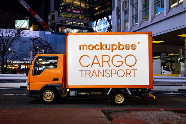 Free Small Vehicle at Night Mockup PSD Template