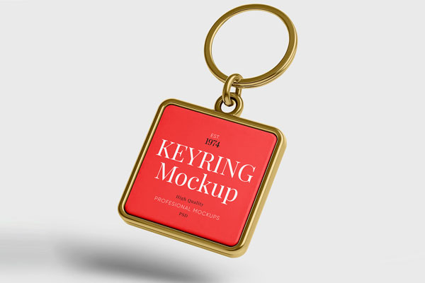Free Square Keyring Mockup PSD Template