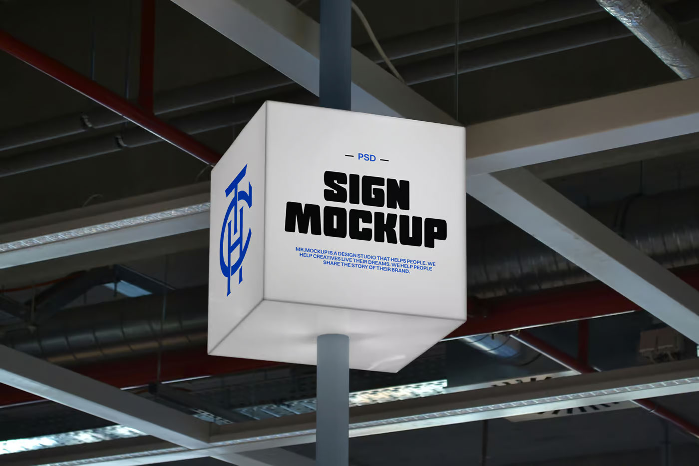 Free Square Shape Signage Mockup PSD Template