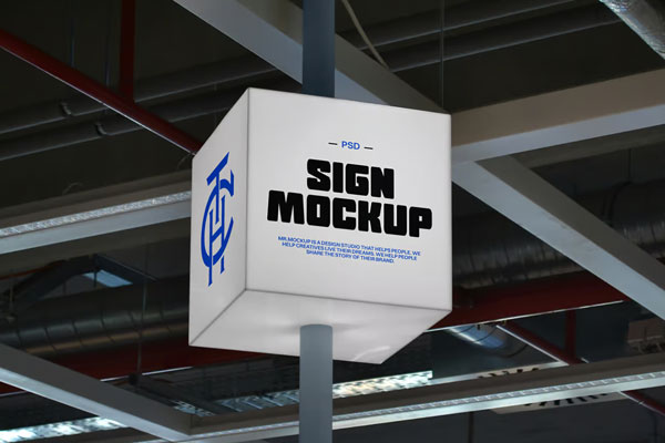 Free Square Shape Signage Mockup PSD Template