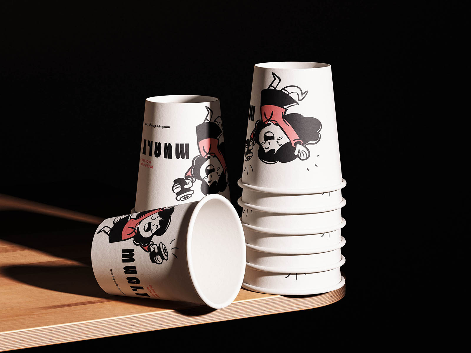 Free Stacked Paper Cup Mockup PSD Template