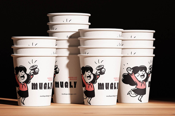 Free Stacked Paper Cup Mockup PSD Template