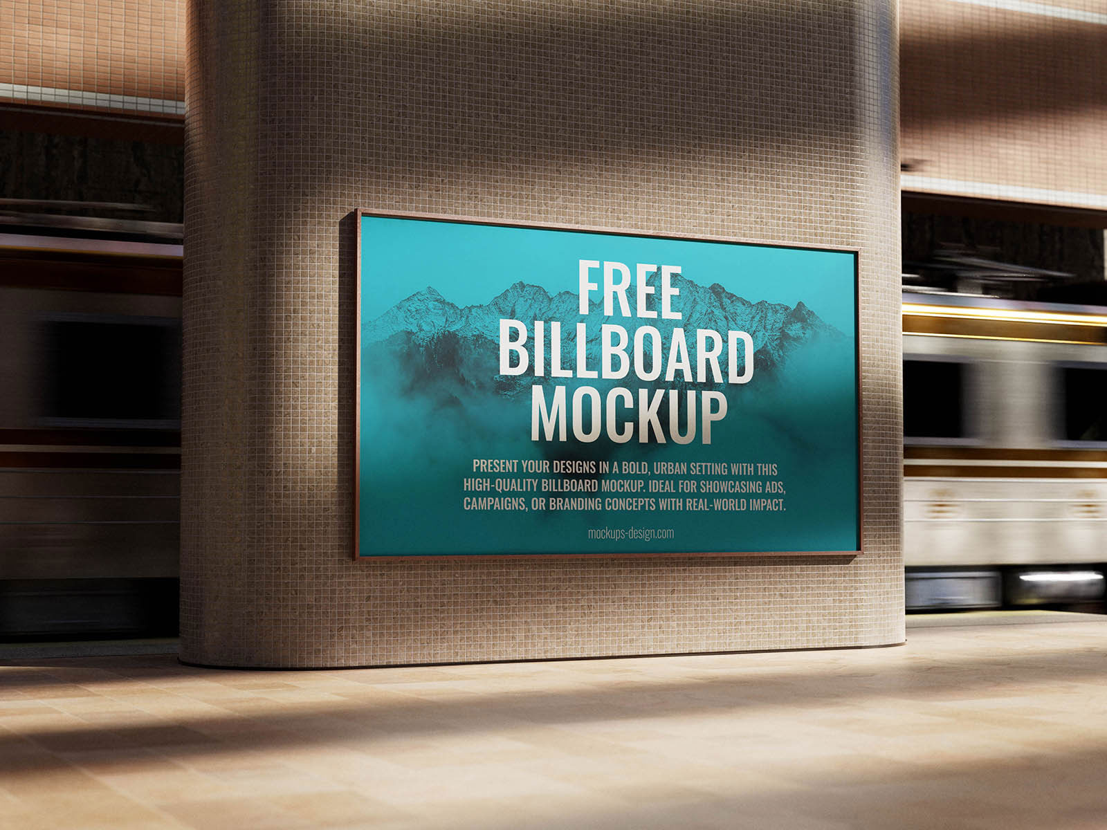 Free Subway Station Billboard Mockup PSD Template