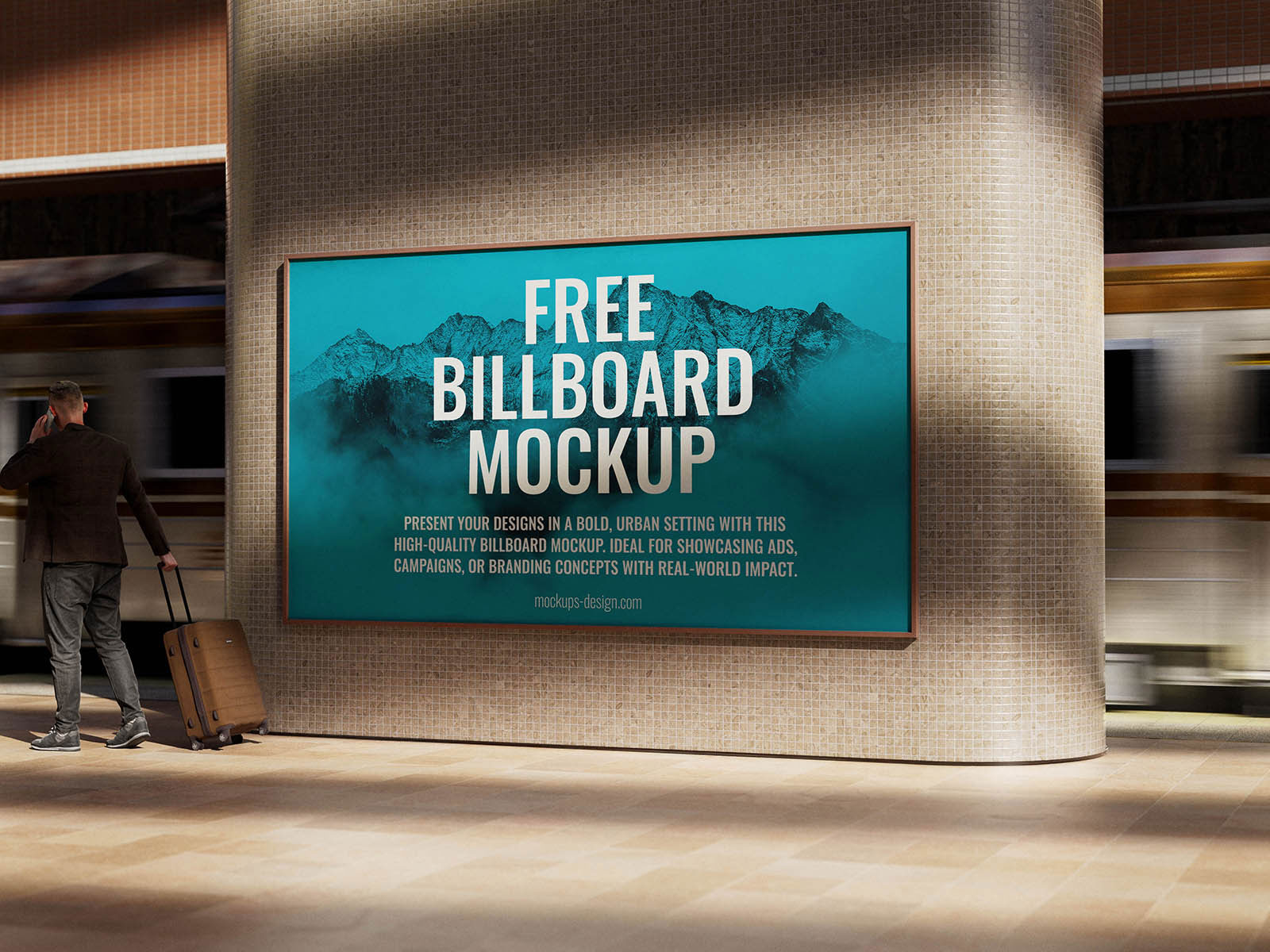 Free Subway Station Billboard Mockup PSD Template