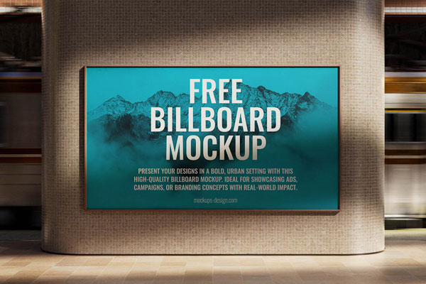Free Subway Station Billboard Mockup PSD Template