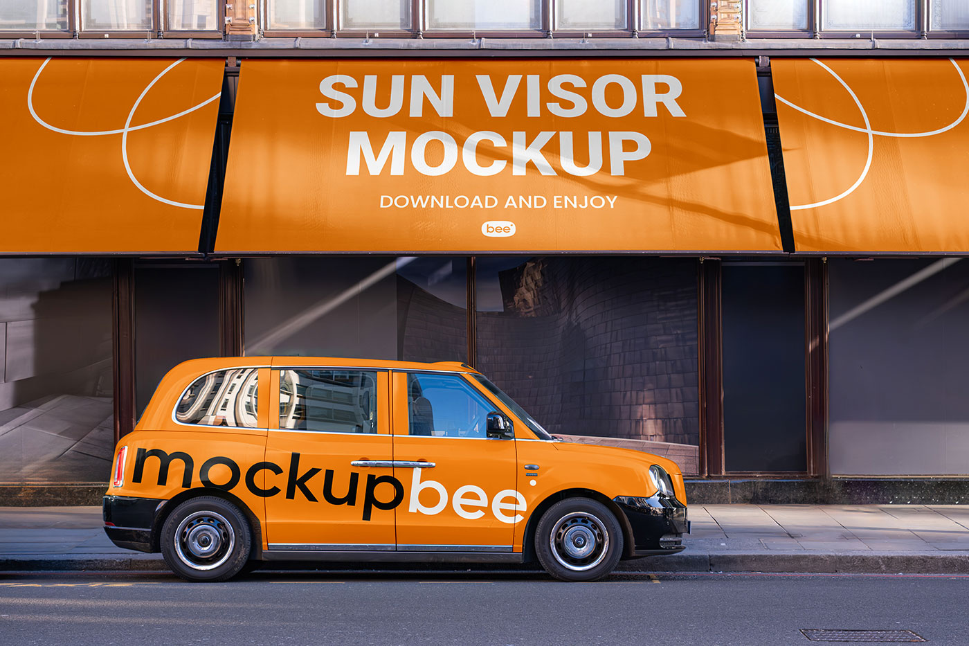 Free Sun Visors with Car Mockup PSD Template