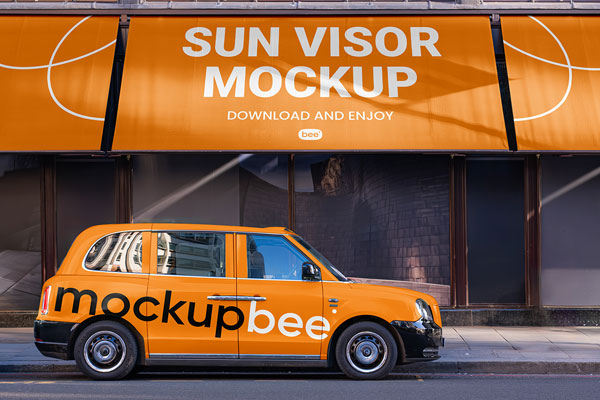 Free Sun Visors with Car Mockup PSD Template