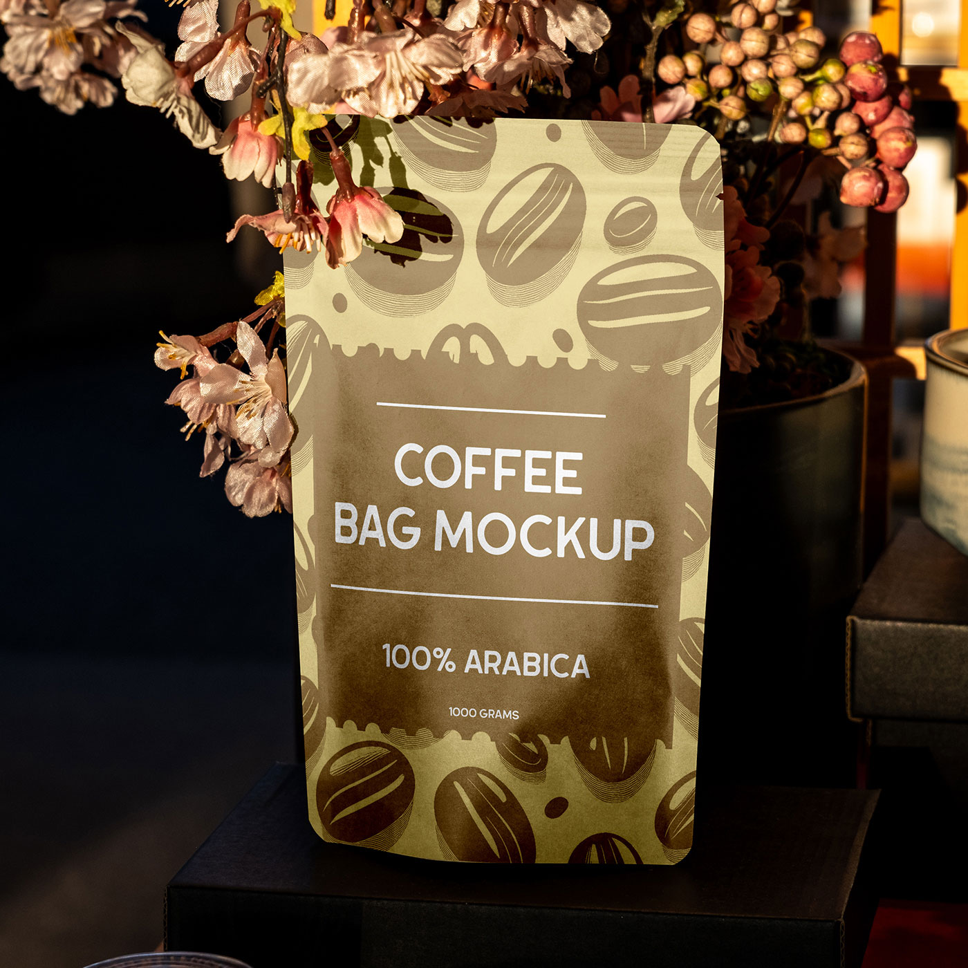 Free Sunset Coffee Bag Mockup PSD Template