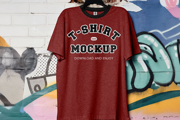 Free T-Shirt on Hanger Mockup PSD Template