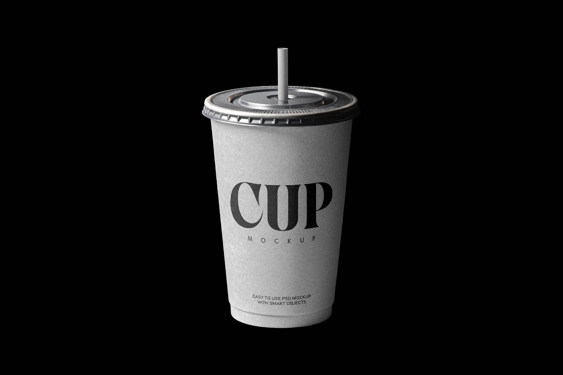 Free Takeaway Coffee Cup with Straw Mockup PSD Template
