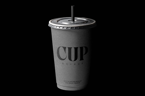 Free Takeaway Coffee Cup with Straw Mockup PSD Template