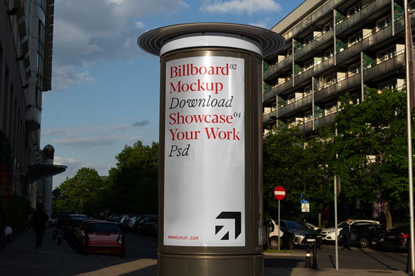 Free Tall Outdoor Billboard Mockup PSD Template