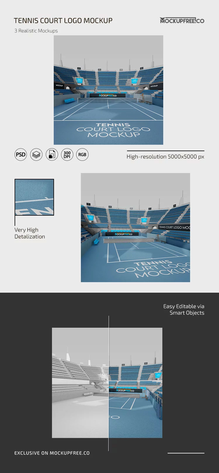 Free Tennis Court Logo Mockup PSD Template