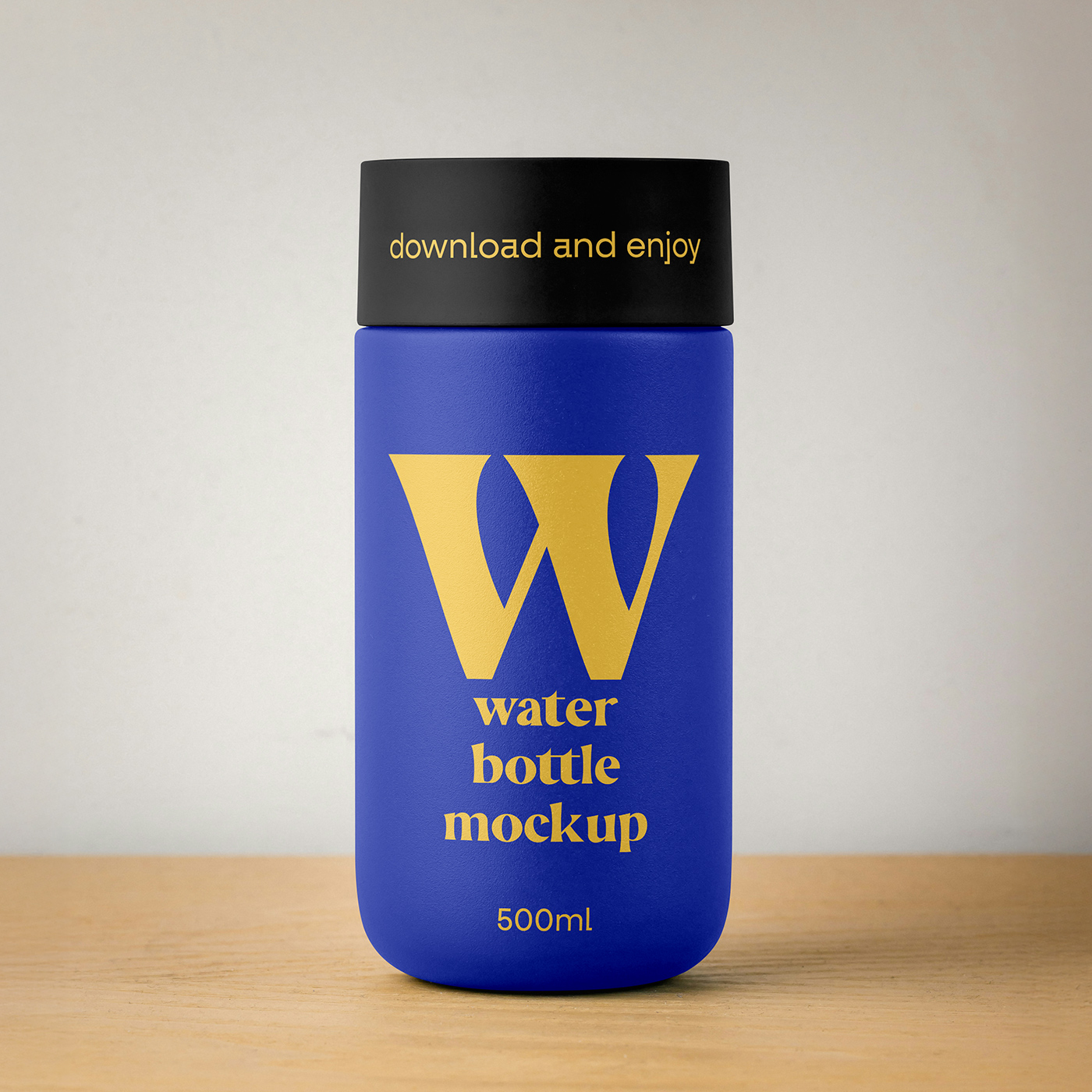 Free Thermos Bottle on Desk Mockup PSD Template