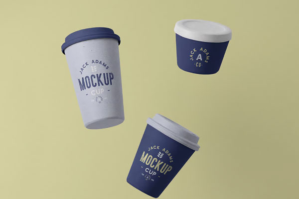 Free Three Cup Mockups PSD Template