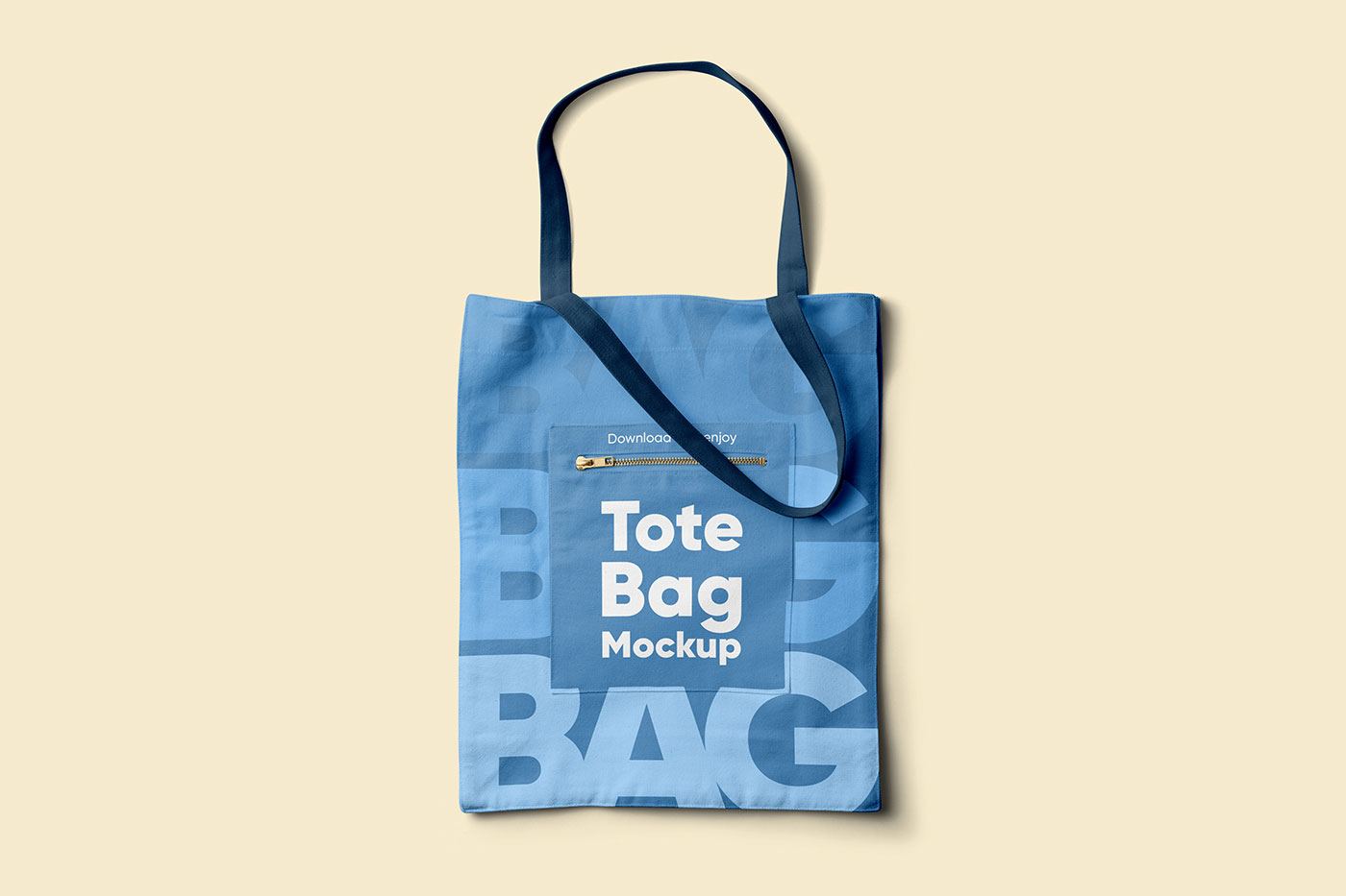 Free Tote Bag with Zip Pocket Mockup PSD Template