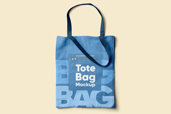 Free Tote Bag with Zip Pocket Mockup PSD Template