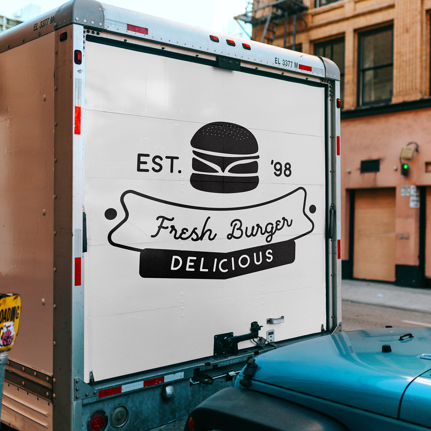 Free Truck Back Door Mockup PSD Template