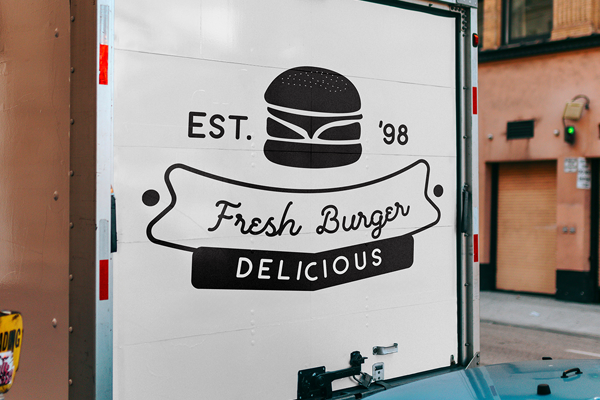 Free Truck Back Door Mockup PSD Template