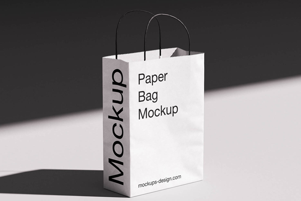 Free Twisted Handle Paper Bag Mockup PSD Template