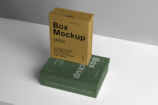 Free Two Cardboard Boxes Mockup PSD Template