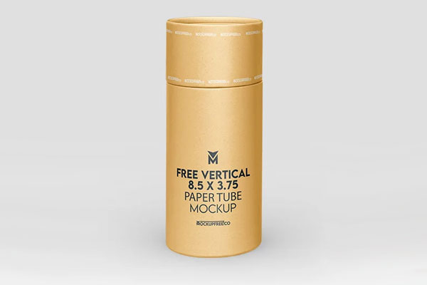 Free Vertical Paper Tube Mockup PSD Template