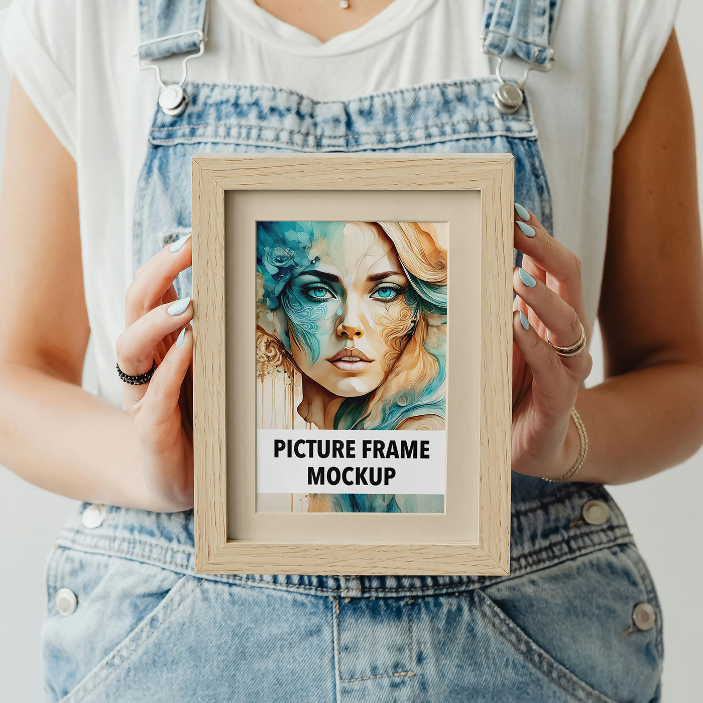 Free Woman Small Picture Frame Mockup PSD Template