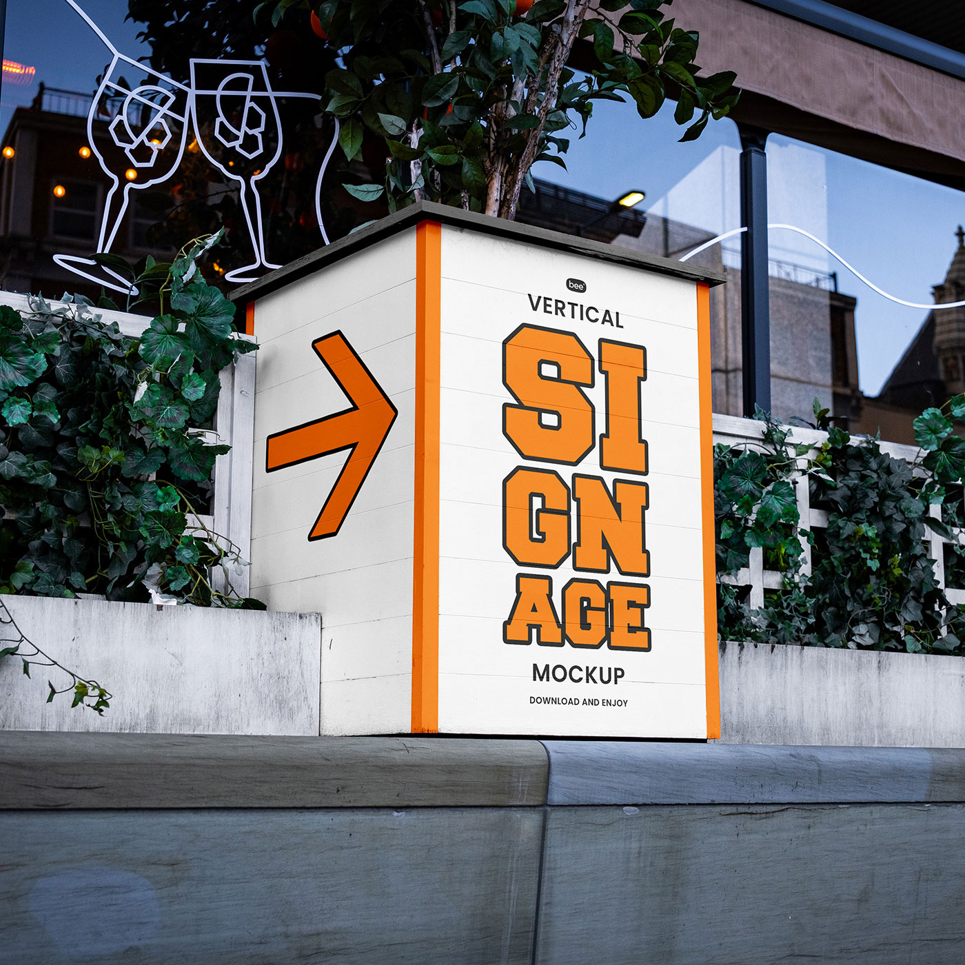 Free Wooden Cubic Sign Mockup PSD Template