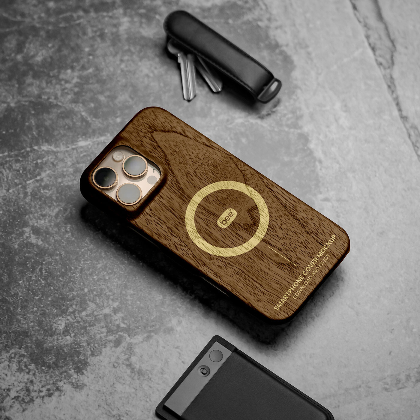 Free Wooden iPhone Case Mockup PSD Template