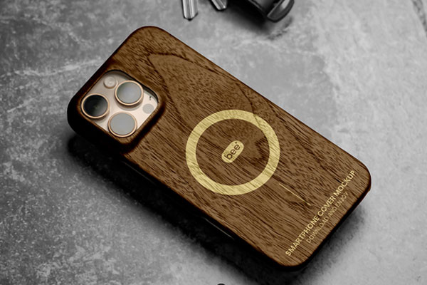 Free Wooden iPhone Case Mockup PSD Template