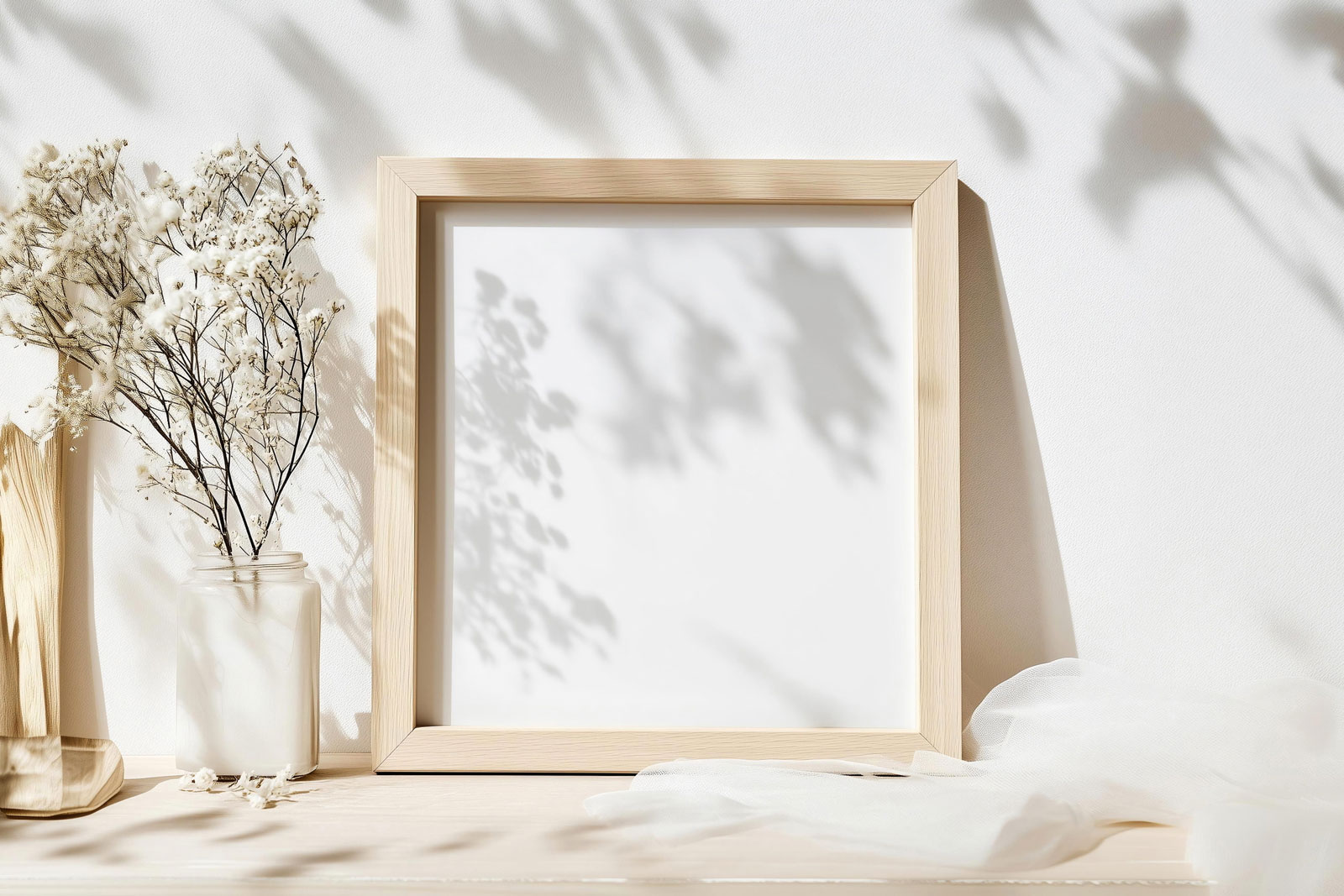 Free Wooden Square Photo Frame Mockup PSD Template