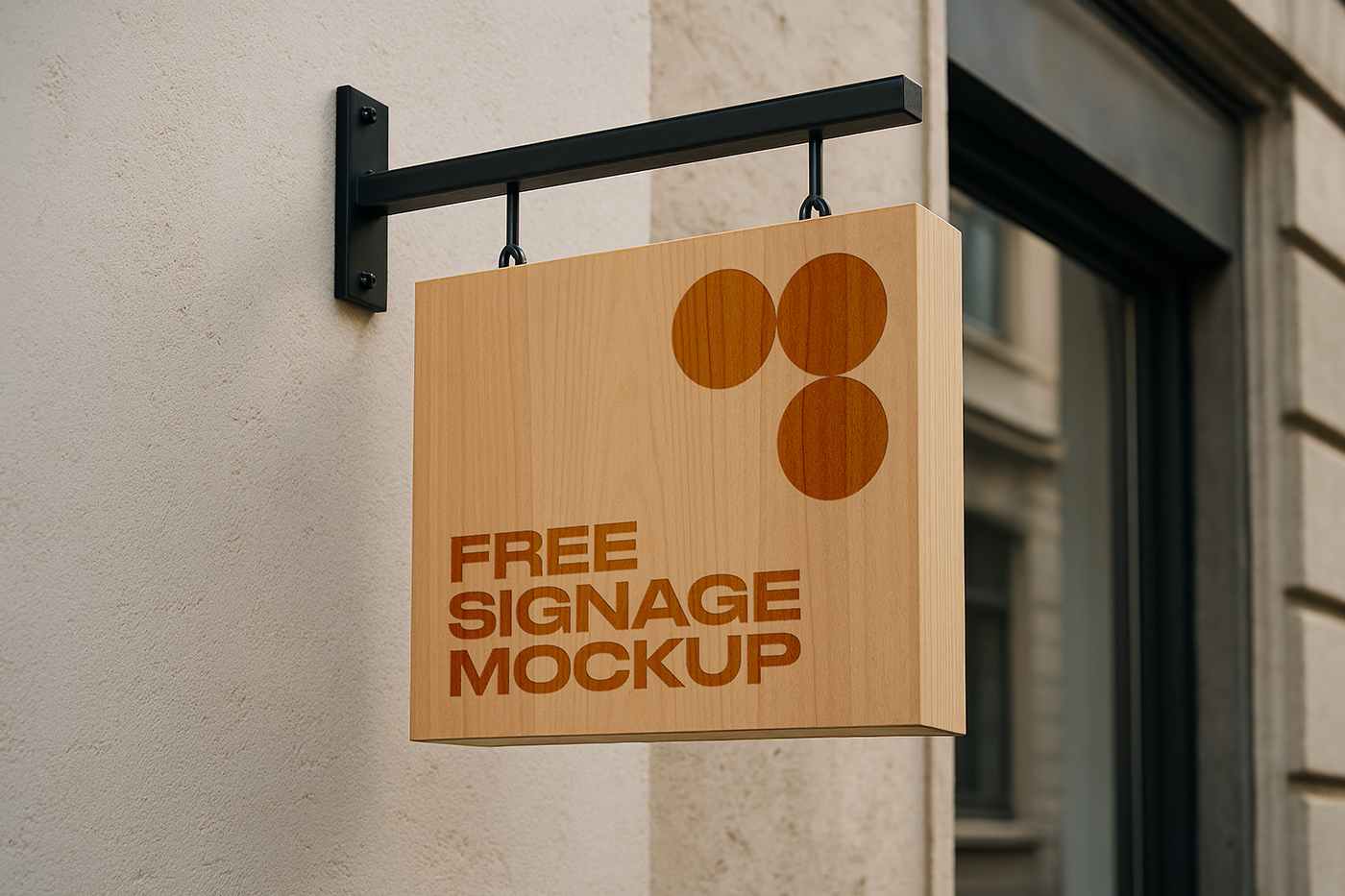 Free Wooden Thick Sign Mockup PSD Template