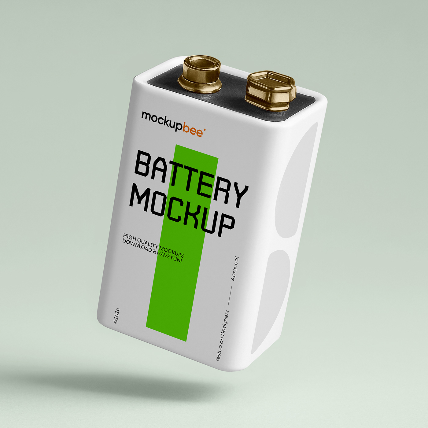 Free 9V Battery Mockup PSD Template