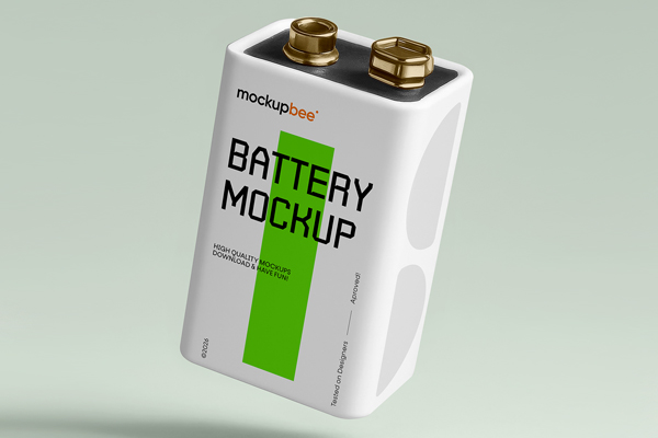 Free 9V Battery Mockup PSD Template