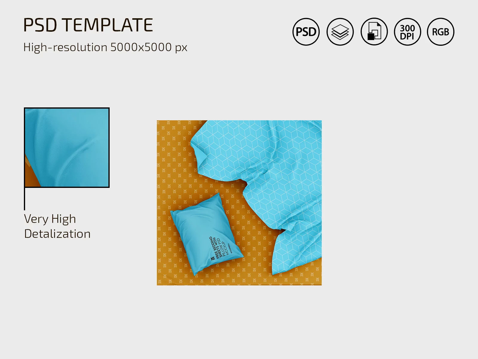 Free Bedding Sheets Pillow Mockup PSD Template