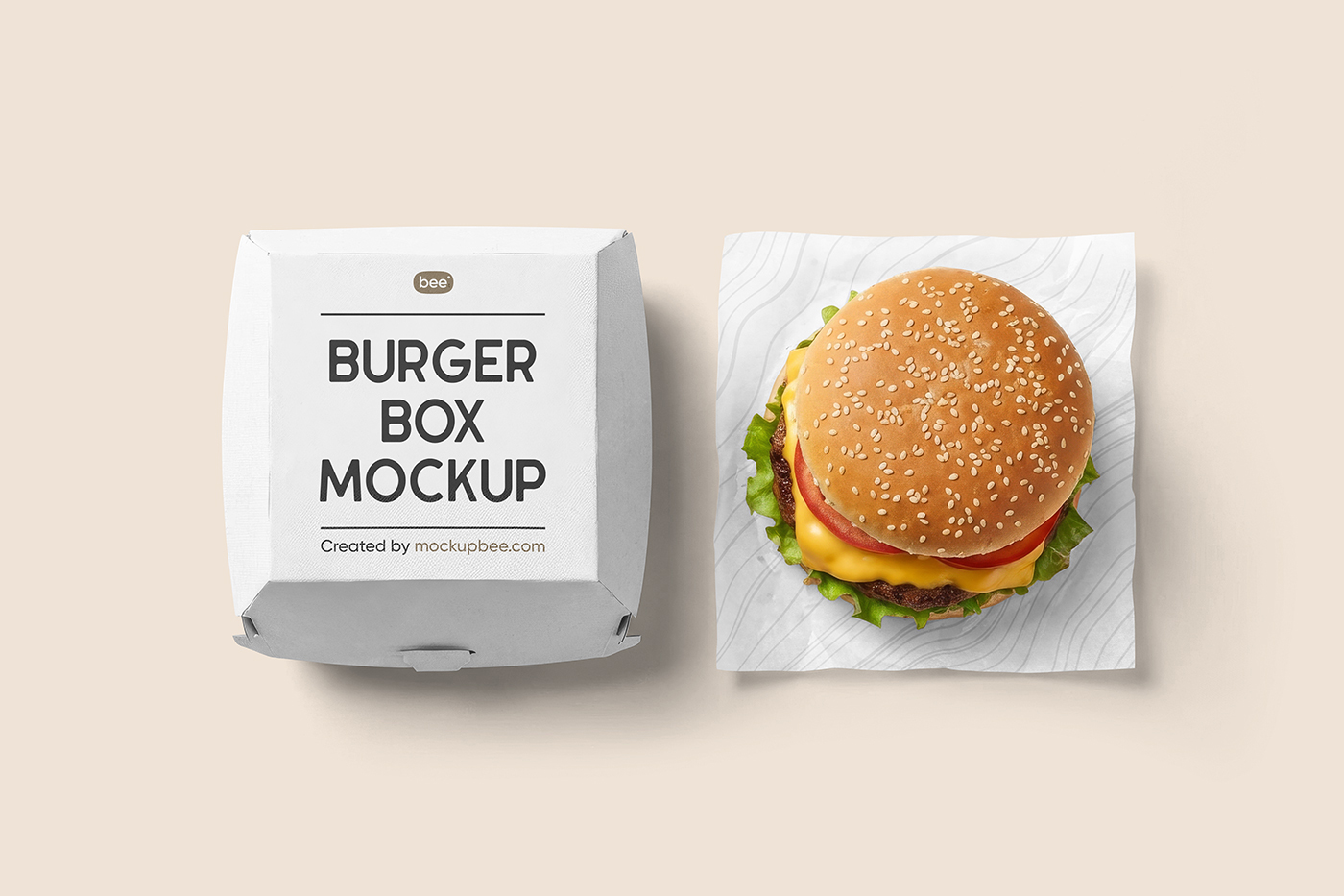 Free Burger Box with Napkin Mockup PSD Template